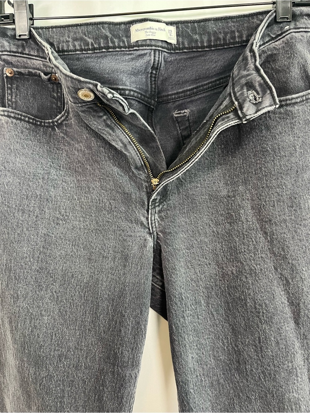 Abercrombie & fitch the baggy low rise dark grey wash frayed hem jeans sz 29 - Picture 7 of 9